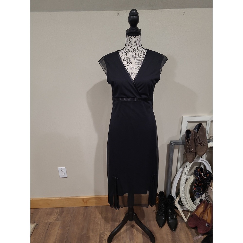 Vtg Ruby Rox elegant Black midi slip dress  Women SZ‎ M? Coquette date night